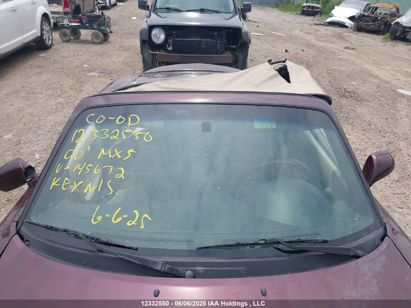 2000 Mazda Mx-5 Miata VIN: JM1NB3534Y0145672 Lot: 12332550