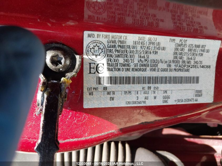 2014 Ford Focus Se VIN: 1FADP3K25EL146368 Lot: 12333048