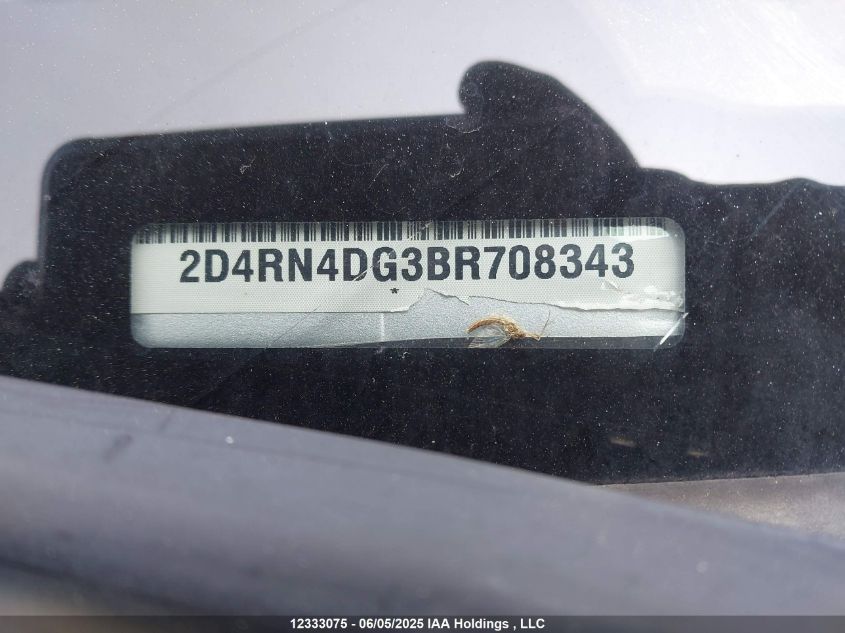 2011 Dodge Grand Caravan Se/Sxt VIN: 2D4RN4DG3BR708343 Lot: 12333075