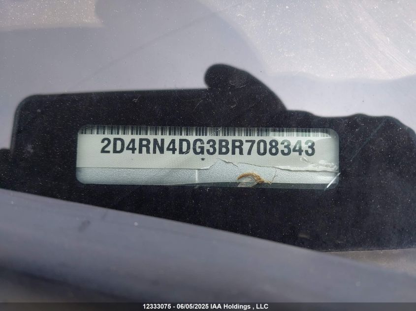 2011 Dodge Grand Caravan Se/Sxt VIN: 2D4RN4DG3BR708343 Lot: 12333075