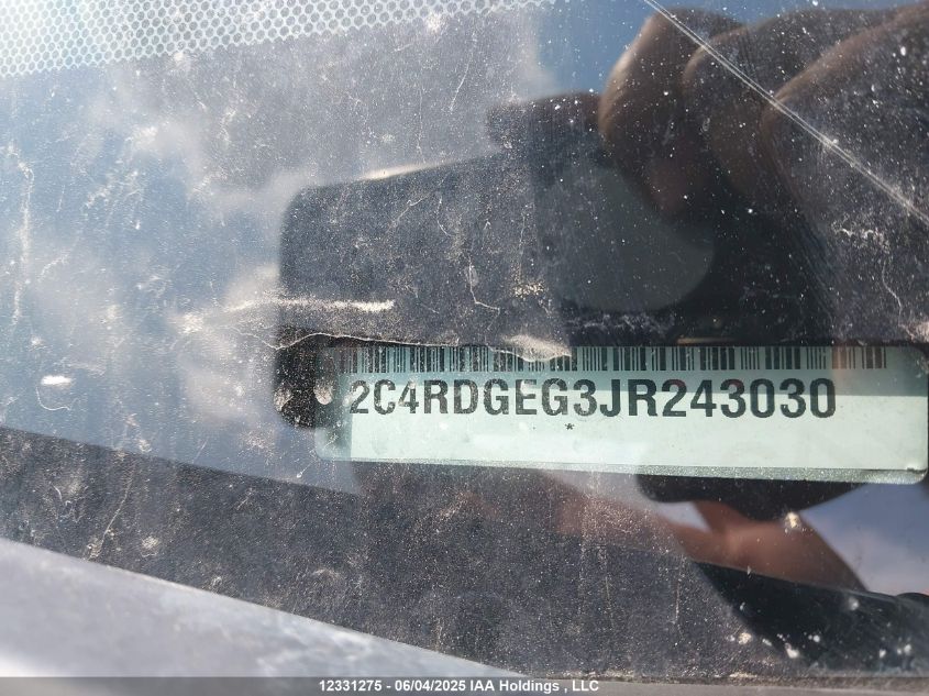 2018 Dodge Grand Caravan Gt VIN: 2C4RDGEG3JR243030 Lot: 12331275X