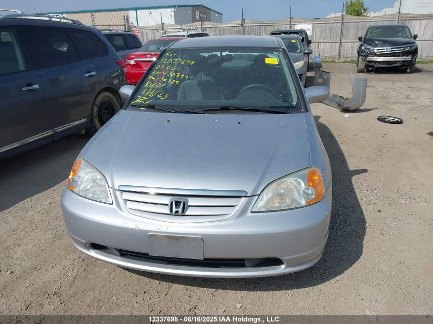 2003 Honda Civic Lx VIN: 2HGES16673H930397 Lot: 12337698