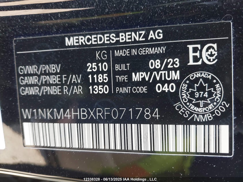 Auction sale of the 2024 MERCEDES BENZ GLC 300 , vin: W1NKM4HBXRF071784, lot number: 12338328