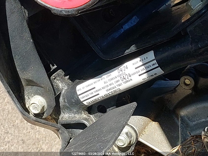 2024 Yamaha Yfm700 VIN: 5Y4AMH2W4RA308151 Lot: 12278683X