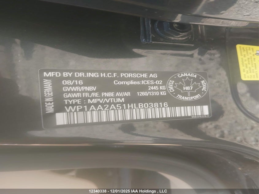 WP1AA2A51HLB03816 2017 PORSCHE MACAN photo no. 9