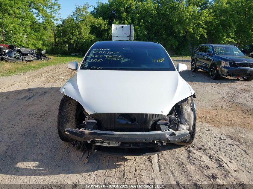2022 Tesla Model X Plaid VIN: 7SAXCBE61NF339117 Lot: 12311497X