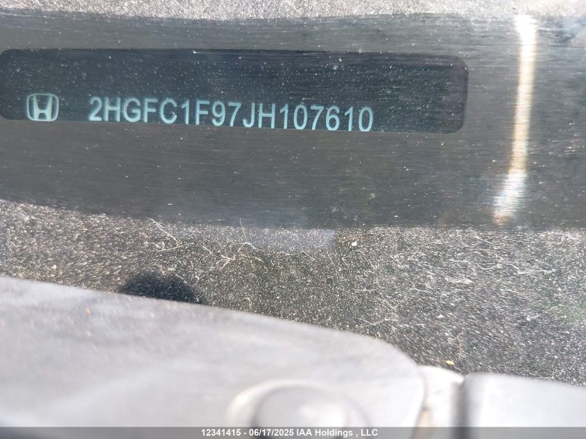 2018 Honda Civic Touring VIN: 2HGFC1F97JH107610 Lot: 12341415