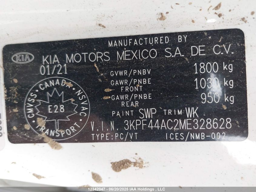 2021 Kia Forte Gt/Gt Limited VIN: 3KPF44AC2ME328628 Lot: 12342047