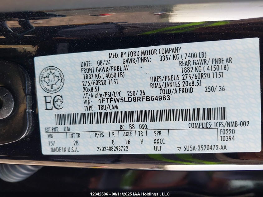 1FTFW5LD8RFB64983 2024 FORD F-150 photo no. 9