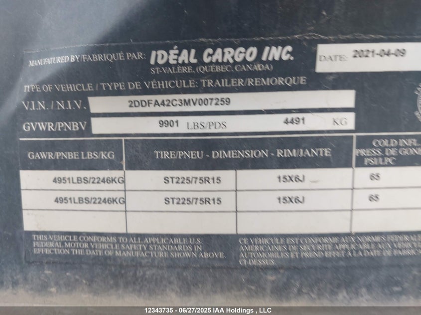 2DDFA42C3MV007259 2021   photo no. 9