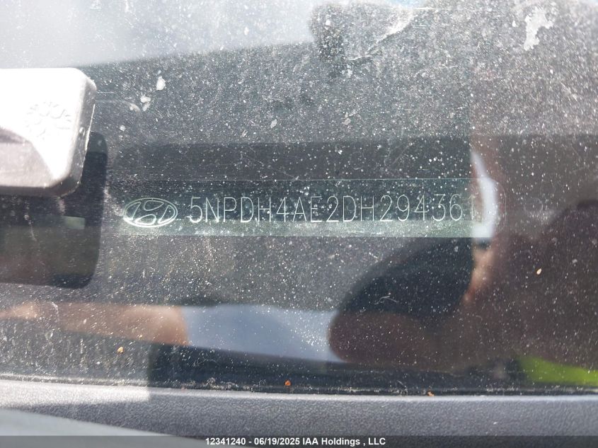 2013 Hyundai Elantra L VIN: 5NPDH4AE2DH294361 Lot: 12341240X