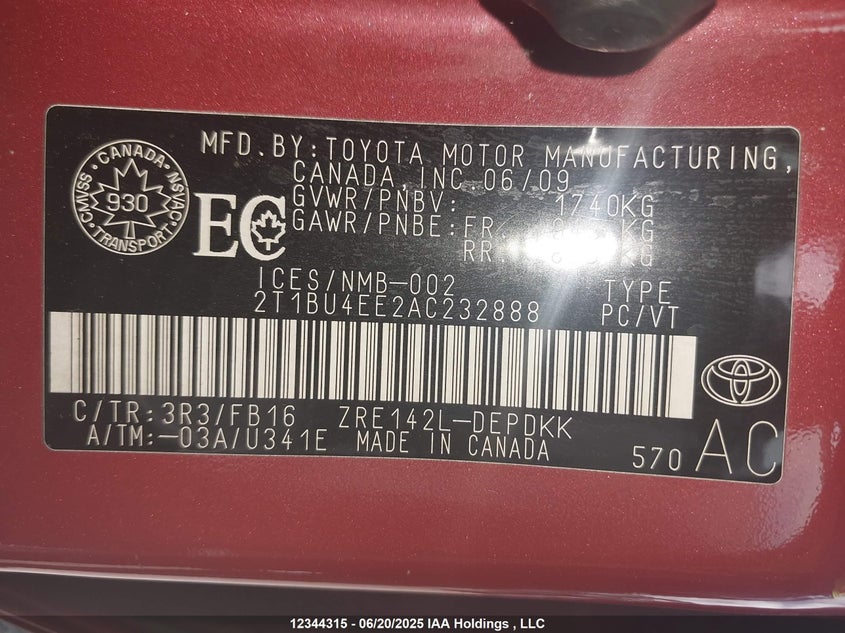 2T1BU4EE2AC232888 2010 TOYOTA COROLLA photo no. 19