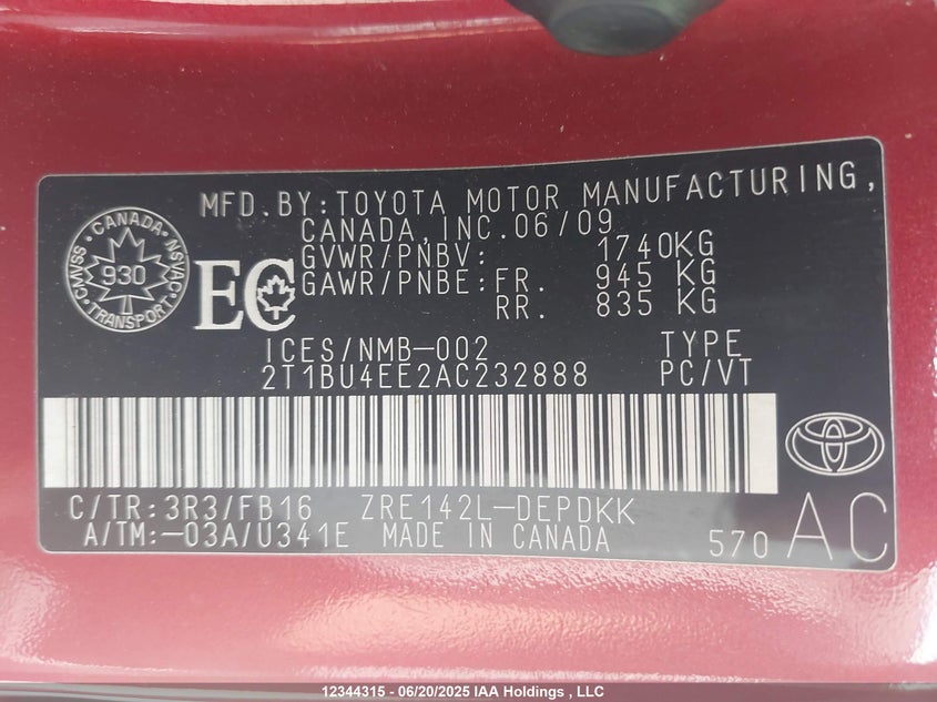2T1BU4EE2AC232888 2010 TOYOTA COROLLA photo no. 9