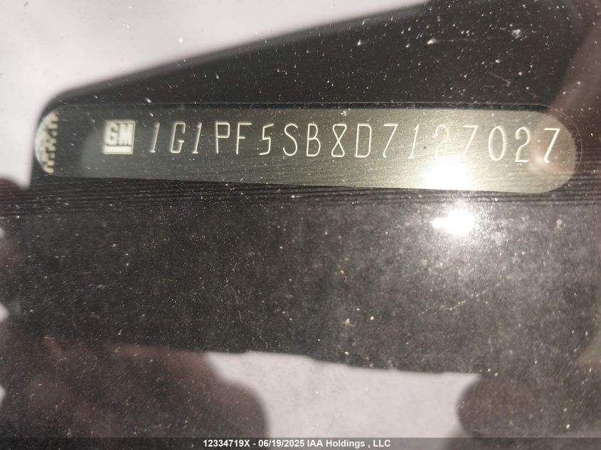 2013 Chevrolet Cruze Lt Turbo VIN: 1G1PF5SB8D7127027 Lot: 12334719X