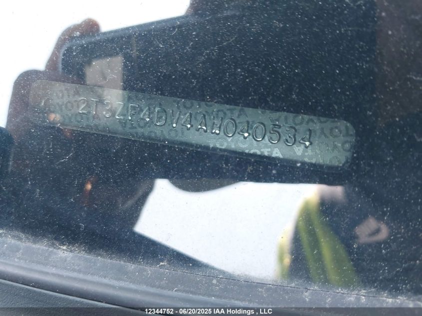 2010 Toyota Rav4 VIN: 2T3ZF4DV4AW040534 Lot: 12344752