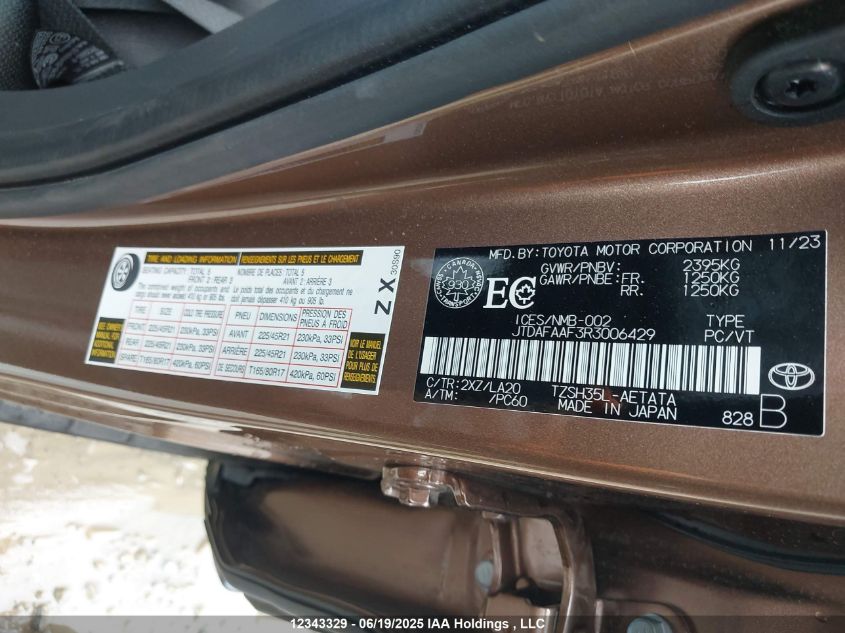 2024 Toyota Crown Platinum VIN: JTDAFAAF3R3006429 Lot: 12343329X