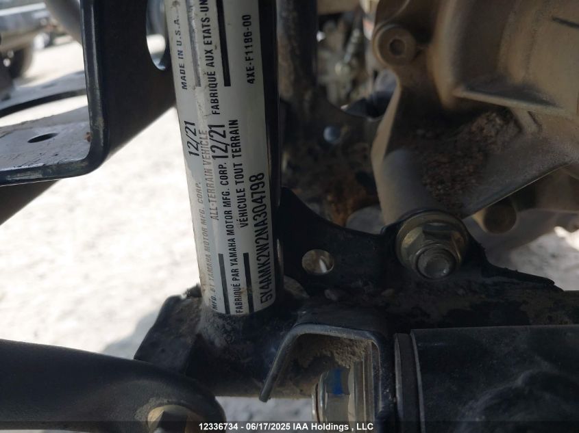 2022 Yamaha Yfm700 G VIN: 5Y4AMK2W2NA304798 Lot: 12336734X