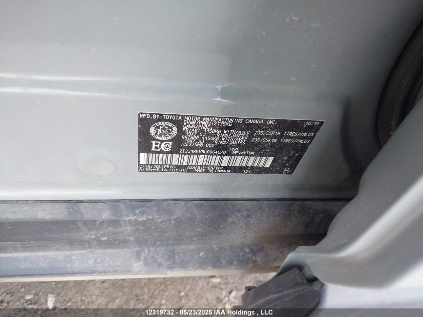 2020 Toyota Rav4 Trail VIN: 2T3J1RFV6LC064070 Lot: 12319732X