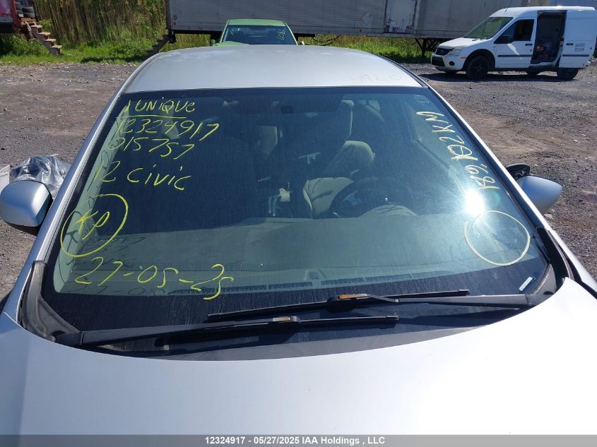 2012 Honda Civic Lx VIN: 2HGFB2E42CH015757 Lot: 12324917X