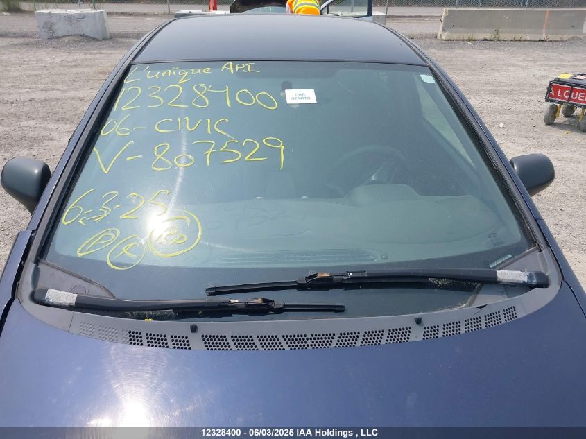 2006 Honda Civic Dx-G VIN: 1HGFA16326L807529 Lot: 12328400X