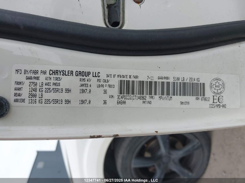 2012 Dodge Journey VIN: 3C4PDCCG1CT146962 Lot: 12347741