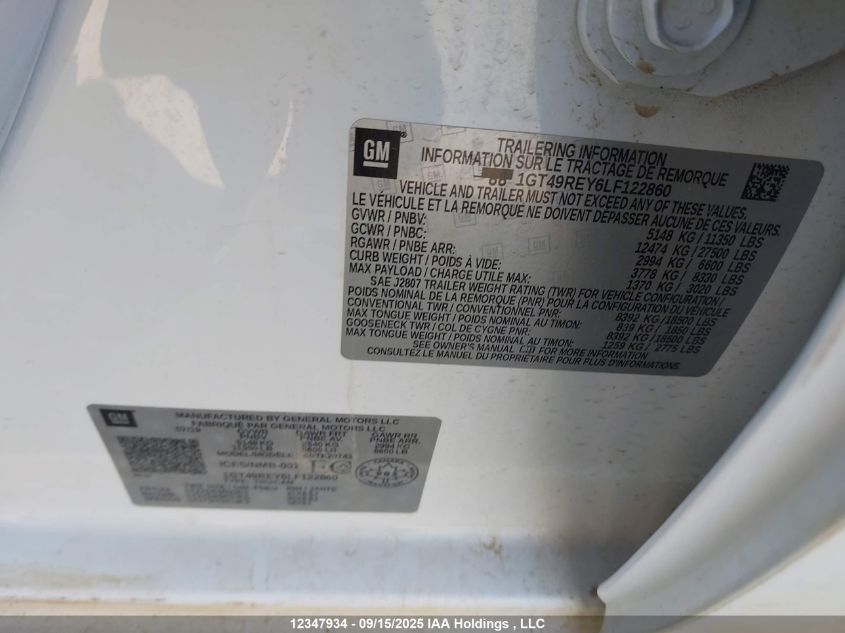2020 GMC Sierra 2500Hd Denali VIN: 1GT49REY6LF122860 Lot: 12347934