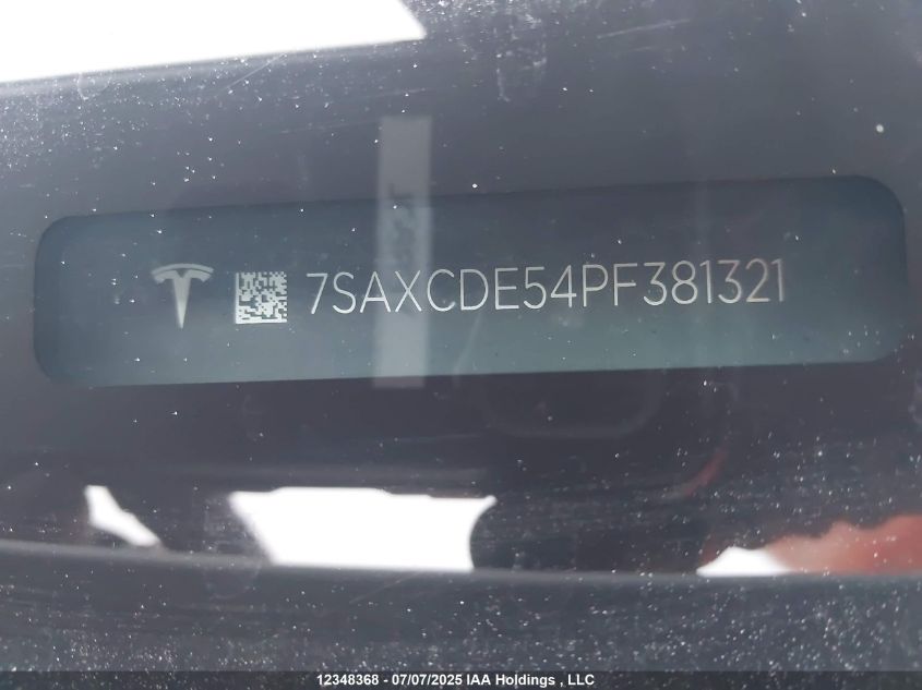 2023 Tesla Model X 60 D VIN: 7SAXCDE54PF381321 Lot: 12348368