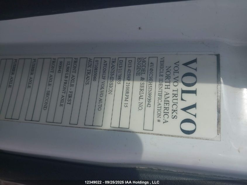 2018 Volvo Vn L VIN: 4V4NC9EH5JN993942 Lot: 12349022