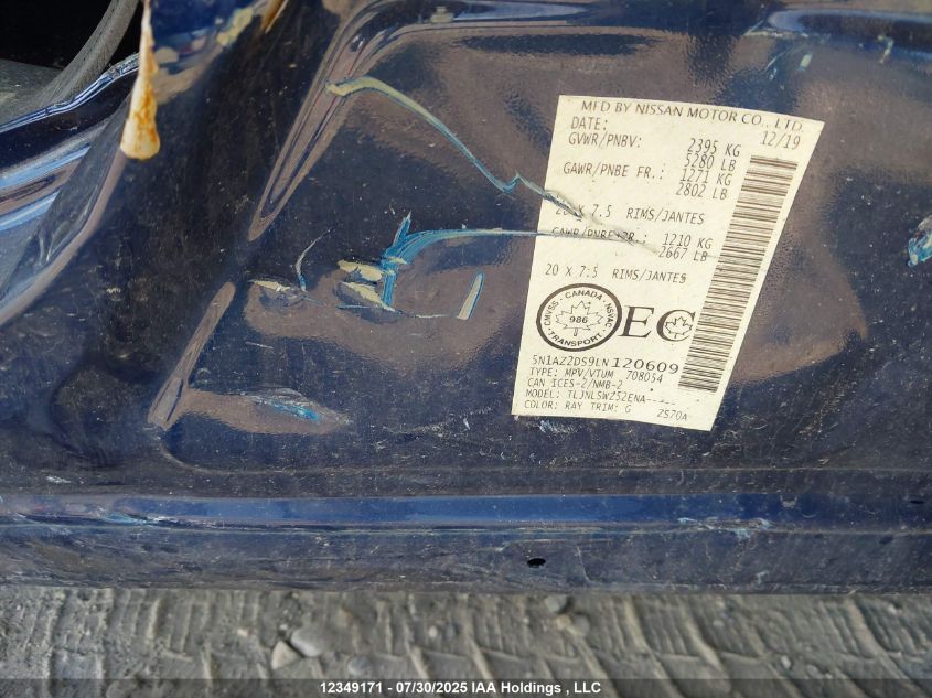 2020 Nissan Murano Platinum VIN: 5N1AZ2DS9LN120609 Lot: 12349171