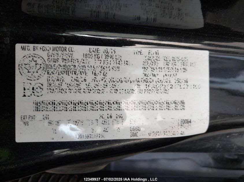 2015 Ford Focus VIN: 1FADP3F24FL278100 Lot: 12349937