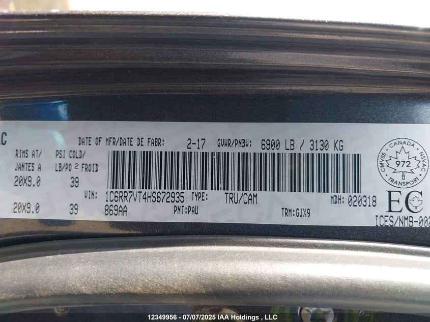 1C6RR7VT4HS672935 2017 RAM 1500 photo no. 9