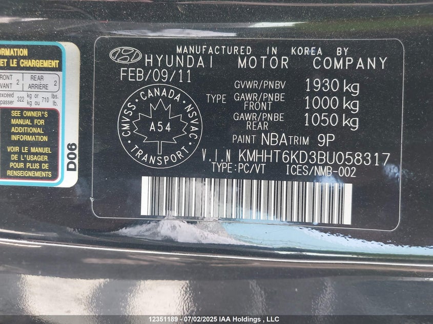 KMHHT6KD3BU058317 2011 HYUNDAI GENESIS COUPE photo no. 9