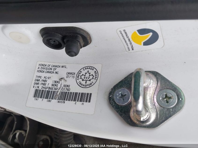 2015 Honda Civic Si Si VIN: 2HGFB6E56FH201760 Lot: 12329530X