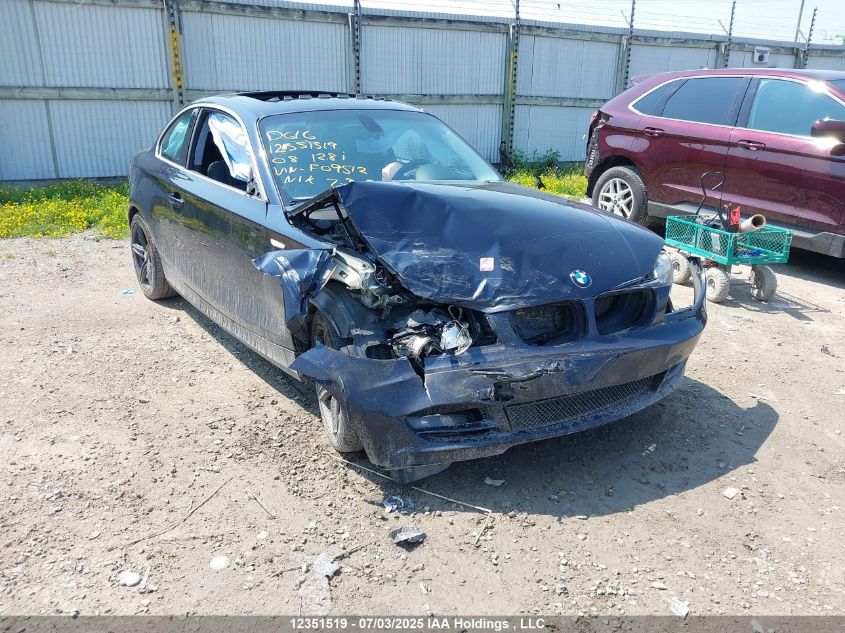 2008 BMW 128 I VIN: WBAUP73518VF09512 Lot: 12351519