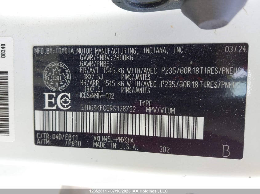 5TDGSKFC6RS128792 2024 TOYOTA SIENNA photo no. 9
