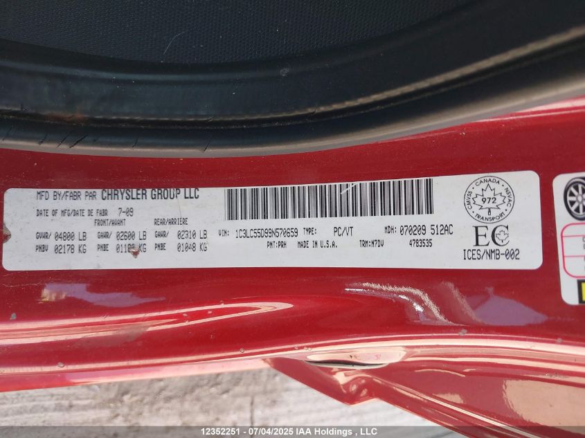 2009 Chrysler Sebring Touring VIN: 1C3LC55D99N570659 Lot: 12352251