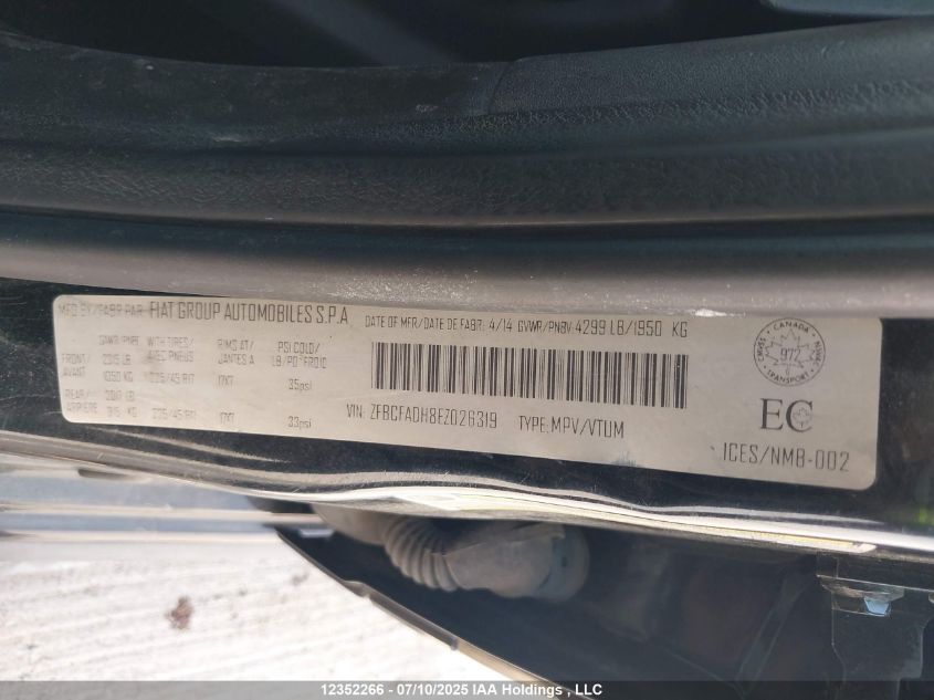 2014 Fiat 500L Trekking VIN: ZFBCFADH8EZ026319 Lot: 12352266