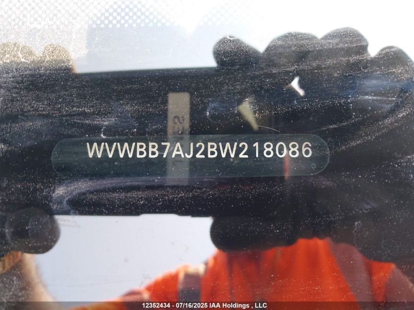 2011 Volkswagen Golf VIN: WVWBB7AJ2BW218086 Lot: 12352434