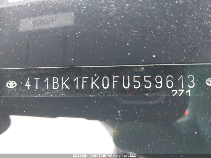 2015 Toyota Camry Xse V6 VIN: 4T1BK1FK0FU559613 Lot: 12352529