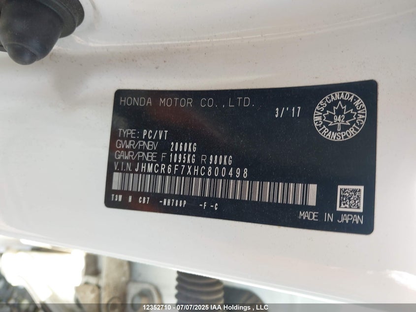 2017 Honda Accord Touring Hybrid VIN: JHMCR6F7XHC800498 Lot: 12352710
