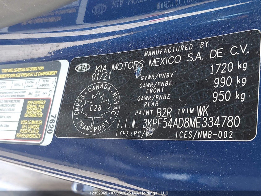 3KPF54AD8ME334780 2021 KIA FORTE photo no. 9