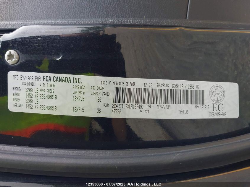 2020 Chrysler Pacifica VIN: 2C4RC1L7XLR127491 Lot: 12353080