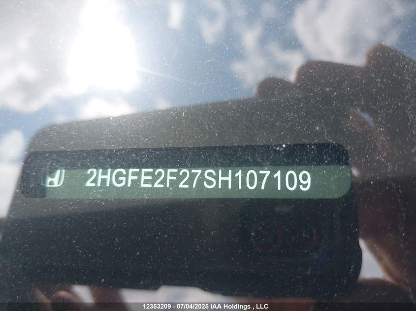 2025 Honda Civic Lx VIN: 2HGFE2F27SH107109 Lot: 12353209