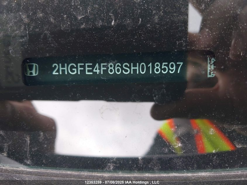 2025 Honda Civic Hybrid Sport/Sport Touring VIN: 2HGFE4F86SH018597 Lot: 12353259