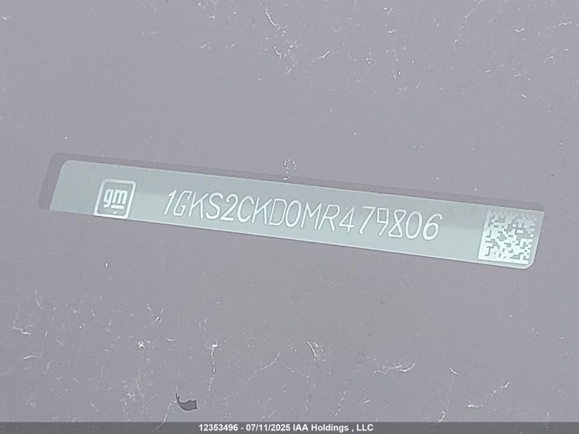 2021 GMC Yukon At4 VIN: 1GKS2CKD0MR479806 Lot: 12353496