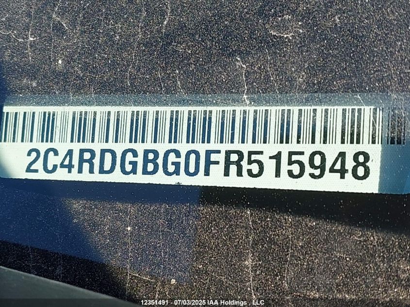 2015 Dodge Grand Caravan Se/Sxt VIN: 2C4RDGBG0FR515948 Lot: 12351491X