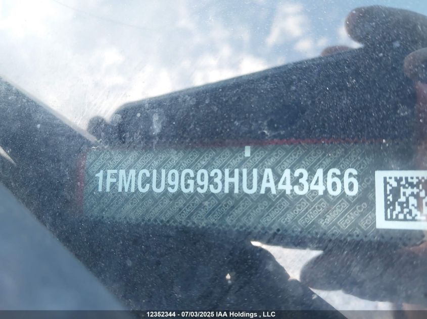2017 Ford Escape Se VIN: 1FMCU9G93HUA43466 Lot: 12352344X