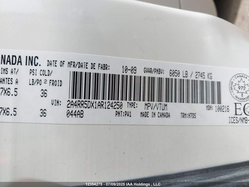 2A4RR5DX1AR124250 2010 CHRYSLER TOWN & COUNTRY photo no. 9