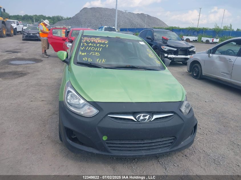 2013 Hyundai Accent Gl VIN: KMHCT5AE1DU110111 Lot: 12349822X