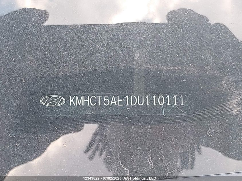 2013 Hyundai Accent Gl VIN: KMHCT5AE1DU110111 Lot: 12349822X